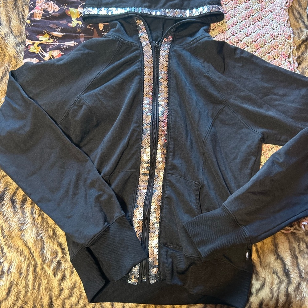 bebe Black Sequin Trim Blazer